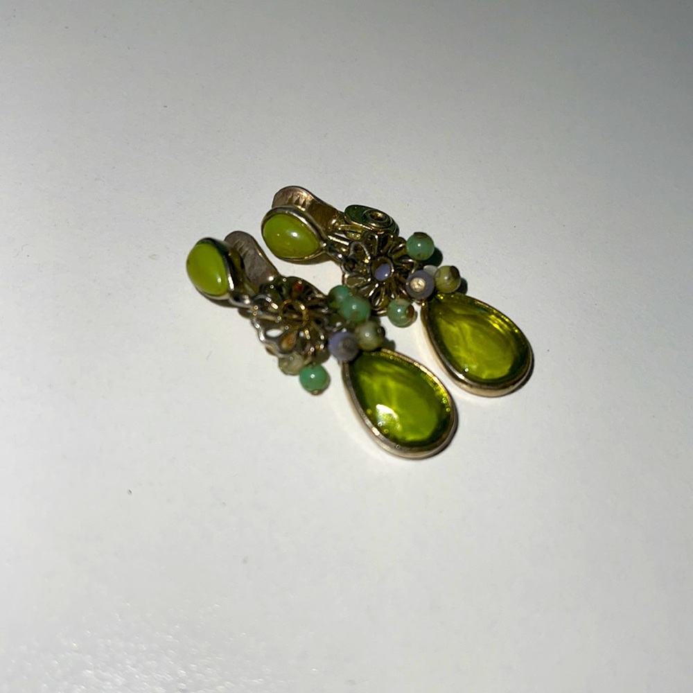 Monet Green Clip-on Earrings